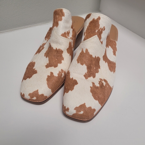 Crown Vintage Shoes - Crown Vintange Brown And Tan Cow Print Cow Hair Slip On Mules Size 11 M